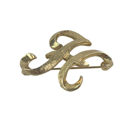 Vintage Gold Tone Monogram Letter H Brooch Pin - Picture 6 of 8